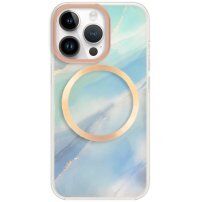 Marmurowa pokrywa z MagSafe dla iPhone 13 Pro - niebieskie