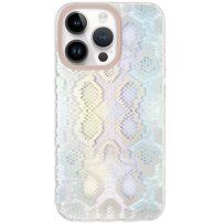 Pokrywa z wzorem skóry węża dla iPhone 13 Pro - pastelowy fiolet