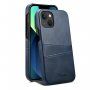 Skórzana okładka z kieszenią na karty dla iPhone 14 Plus - niebieskie