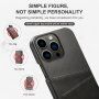 Skórzana okładka z kieszenią na karty dla iPhone 14 Pro Max - czarny