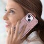 Wytrzymały pokrowiec z kieszenią na kartę i lusterkiem dla iPhone 14 Plus - różowy