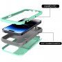 Wytrzymały pokrowiec z kieszenią na kartę i lusterkiem dla iPhone 14 Pro Max - miętowe