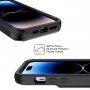Wytrzymały pokrowiec z kieszenią na kartę i lusterkiem dla iPhone 14 Pro Max - czarny