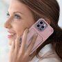 Wytrzymały pokrowiec z kieszenią na kartę i lusterkiem dla iPhone 14 Pro Max - różowy