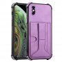 Pokrowiec z kieszenią na karty i stojakiem dla iPhone XS Max - fioletowy