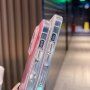 Błyszcząca marmurowa pokrywa dla iPhone 14 Pro - różowe