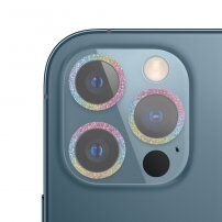 Szkło hartowane z brokatowymi ramkami chroniącymi obiektyw aparatu dla iPhone 12 Pro - tęczowy