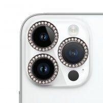 Szkło hartowane z kryształkami chroniącymi obiektyw tylnej kamery dla iPhone 14 Pro / 14 Pro Max - ciemnoszary