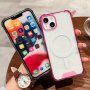 Przezroczysty pokrowiec z kolorową ramką i MagSafe dla iPhone 11 Pro Max - różowy