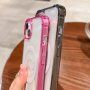 Przezroczysty pokrowiec z kolorową ramką i MagSafe dla iPhone 11 Pro Max - różowy