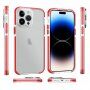 Etui przezroczyste z kolorową ramką z miękkiego plastiku do iPhone 14 Pro Max - czerwony