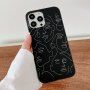 Matowa okładka z abstrakcyjnym motywem dla iPhone 14 Pro - czarny