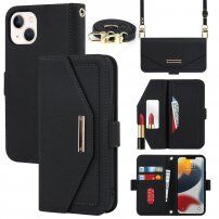 Etui z klapką i paskiem w stylu długopisu dla iPhone 13 mini - czarne