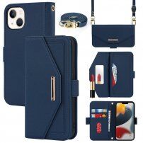 Etui z klapką i paskiem w stylu długopisu dla iPhone 13 mini - niebieskie