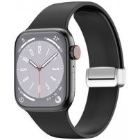 Silikonowy pasek z metalowym zapięciem magnetycznym dla Apple Watch 42mm / 41mm / 40mm / 38mm - czarny