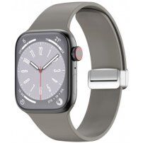Silikonowy pasek z metalowym zapięciem magnetycznym dla Apple Watch 42mm / 41mm / 40mm / 38mm - szary