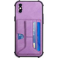 Pokrowiec z kieszenią na karty i stojakiem dla iPhone X / XS - fioletowy