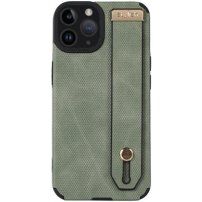Skórzany pokrowiec z pętlą na dłoń dla iPhone 12 Pro - oliwkowe