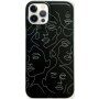 Matowa okładka z abstrakcyjnym motywem dla iPhone 12 Pro Max - czarny