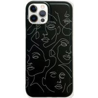 Matowa okładka z abstrakcyjnym motywem dla iPhone 12 Pro Max - czarny