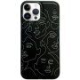 Matowa okładka z abstrakcyjnym motywem dla iPhone 13 Pro Max - czarny