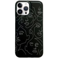 Matowa okładka z abstrakcyjnym motywem dla iPhone 13 Pro Max - czarny