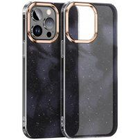 Okładka z brokatem i akwarelowym wzorem dla iPhone 14 Pro Max - czarny