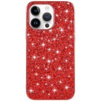 Pokrowiec ochronny z cekinami dla iPhone 14 Pro - czerwony