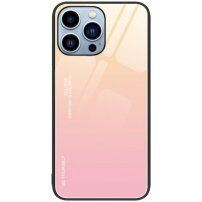 Etui ze szklaną częścią tylną dla iPhone 14 Pro - różowo-złoty