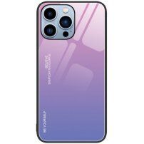Etui ze szklaną częścią tylną dla iPhone 14 Pro - różowo-fioletowy