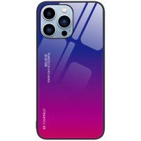 Etui ze szklaną częścią tylną dla iPhone 14 Pro - niebieska fuksja