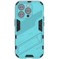 Trwałe etui ochronne ze stojakiem do iPhone 14 Pro - niebieskie