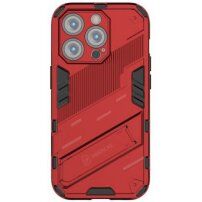 Trwałe etui ochronne ze stojakiem do iPhone 14 Pro Max - czerwony
