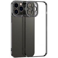 Etui przezroczyste z metalizowaną krawędzią dla iPhone 14 Pro Max - czarny