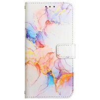 Marmurowe flip etui ze skóry PU dla iPhone 14 - biały