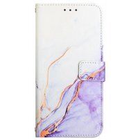 Marmurowe flip etui ze skóry PU dla iPhone 14 Plus - fioletowy