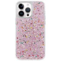 Pokrowiec ochronny z kolorowymi cekinami dla iPhone 14 Pro - różowy