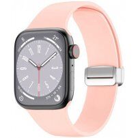Silikonowy pasek z metalowym zapięciem magnetycznym dla Apple Watch Ultra 49mm / 46mm / 45mm / 44mm / 42mm - różowy