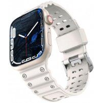Wytrzymały silikonowy pasek dla Apple Watch Ultra 49mm / 46mm / 45mm / 44mm / 42mm - kremowy