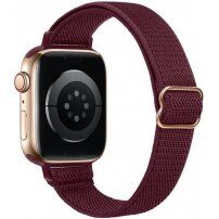 Nylonowy cienki pasek z przesuwaną klamrą dla Apple Watch Ultra 49 mm / 45 mm / 44 mm / 42 mm - bordowe