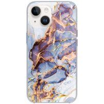 Błyszcząca marmurowa pokrywa dla iPhone 14 Plus - niebieskie