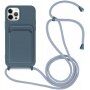 Silikonowa osłona ze smyczą i kieszenią na kartę dla iPhone 11 Pro Max - niebieskie