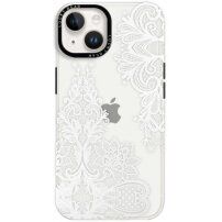 Błyszcząca, przezroczysty pokrowiec z motywem dla iPhone 14 Plus - koronka