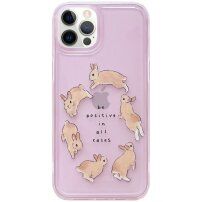 Błyszcząca przezroczysta okładka z motywem królika dla iPhone 11 Pro Max - różowy
