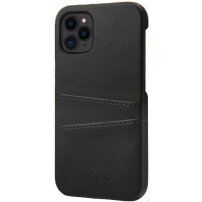 Skórzana okładka z kieszenią na karty dla iPhone 12 Pro Max - czarny