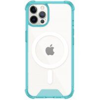 Przezroczysty pokrowiec z kolorową ramką i MagSafe dla iPhone 12 Pro Max - niebieskie