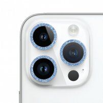 Szkło hartowane z brokatowymi ramkami chroniącymi obiektyw aparatu dla iPhone 14 Pro / 14 Pro Max - niebieskie