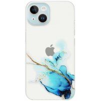 Przezroczysty pokrowiec z marmurowym wzorem dla iPhone 14 Plus - niebieskie