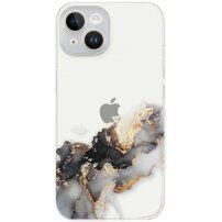 Przezroczysty pokrowiec z marmurowym wzorem dla iPhone 14 Plus - szary