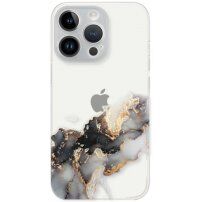 Przezroczysty pokrowiec z marmurowym wzorem dla iPhone 14 Pro - szary